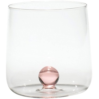 Zafferano Bilia Glasbecher - Handgemachtes Transparent Glas, Verziert mit bunter Glaskugel im Inneren, cl 44 h 90mm d 88mm - Set 6 Stück - rosa, BA00108