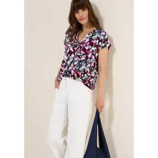 Kurzarmbluse CECIL, Damen, Gr. XXL (46), weiß (vanilleweiß), Web, Obermaterial: 100% Viskose, bedruckt, regular fit Po-bedeckend, Rundhals, Blusen Kurzarmbluse, mit All-Over Print, Topseller