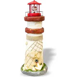 Leuchtturm MARITIM mit Solar-Rundum-Leuchte rot, Gartendekoration - Rot