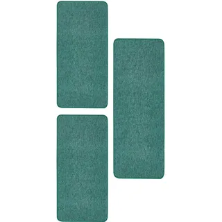 andiamo Bettumrandung Grotone - Webteppich für das Wohnzimmer Schlafzimmer Esszimmer und den Flur - pflegeleichter unempfindlicher Teppich, 3-teiliges Set - 2X 67 x 140 cm | 1x 67 x 180 cm in Grün