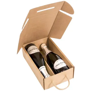 ONLY BOXES ONLY BOXES, Packung 4 Flaschenetui für 2 Flaschen, Karton für Champagner oder Champagner, farbige Kraftbox, Geschenkkarton für Flaschen