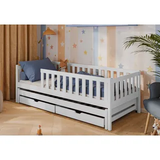 Kids Collective Kinderbett mit Ausziehbett 90 x 190 cm Kiefer weiß