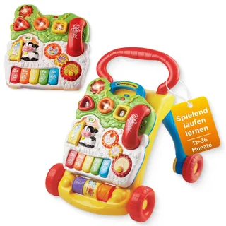 Vtech Spiel- und Laufwagen Special Edition I Interaktive Laufhilfe mit regulierbarer Geschwindigkeit, Musik und abnehmbarem Spielboard I Bunte Farben Licht Sensor I & Lautstärke regulierbar I 12–36 Monaten – 80-166604 80-166604-Lustige Fahrschule