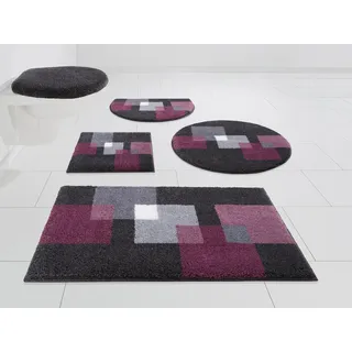 Grund Badematte »Paxos«, rutschhemmend beschichtet, strapazierfähig-fußbodenheizungsgeeignet, geometrisches Design, modern, flauschig, softer Flor, Made in Europe Grund stein/beere rund (Ø 70 cm)