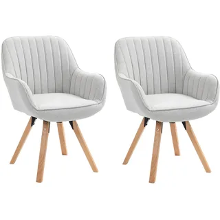 MEUBLE Cosy Esszimmerstühle Drehbar 2er Set Küchenstuhl Polsterstuhl Drehstuhl mit Armlehne Sessel Schminkstuhl aus Stoff Massivholzbeine für Esszimmer Wohnzimmer Arbeitszimmer, Beige