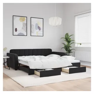 vidaXL Tagesbett Ausziehbar mit Schubladen Schwarz 100x200 cm Samt