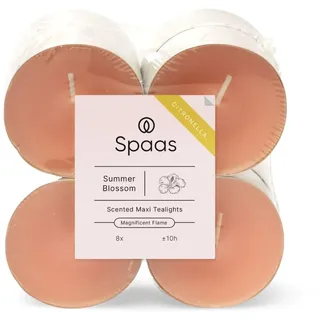 Spaas 8 x 8 Citronella Maxi Teelichter, 10 Stunden - feenhaftes Rosa - Summer Blossom