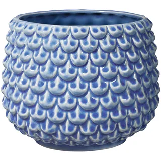 Bloomingville Pinecone Blumentopf, dekorativ, für den Innenbereich, Retro-Stil, kreativ, L (16,5 cm Durchmesser), Blau, Keramik