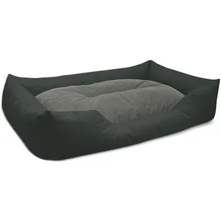 BedDog Hundebett Mimi, Hundesofa aus Cordura, Microfaser-Velours, waschbares Hundebett Vier-eckig mit Rand, Hundekissen für drinnen, draußen, XXXL, grau