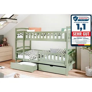 Kids Collective Etagenbett Kids Collective 90 x 200 cm Kiefer massiv grün