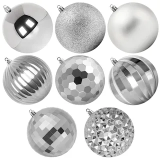 Benjia Weihnachtskugeln Groß Aussen, Extra Bruchsicheres Outdoor Draußen Draussen Kunststoff Weihnachtskugel Christbaumkugeln Kugeln Weihnachten (15cm/8STK, Silber)