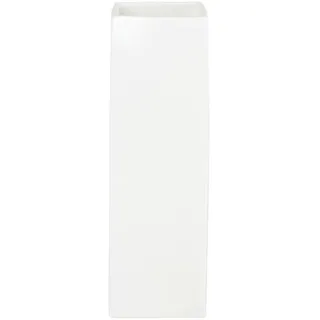 Vase , Weiß , Keramik , quadratisch , 9x25x9 cm , handgemacht , Dekoration, Vasen, Keramikvasen