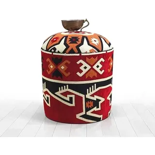Atelier Del Sofa Stylish Pouffe, 46 cm Height x 40 cm Depth | 50% Cotton/50% Polyester, 7 cm Orthopedic Sponge | PVC Coated Hidden Legs, Perfect for Rustic & Oriental Decor