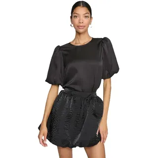 Vila Ellette Satin Puff Kurzarm-bluse - Black - 38