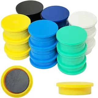NYVOR Whiteboard Magnete 30 Stück 6 Farben Runde 30mm Mini Kühlschrankmagnete, Robuste Hochwertige Magnete Haftmagnete, Starke Tafelmagnete Büro Haushalt Kühlschrank Werkstatt Pinnwand Basteln