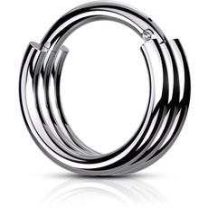 beyoutifulthings Piercing-Ring DREI-lagig Universal-Piercing Ohr-Ring Nase Segment Septum Ohr Daith Helix Klapp-Verschluss Silber 1,2/8mm