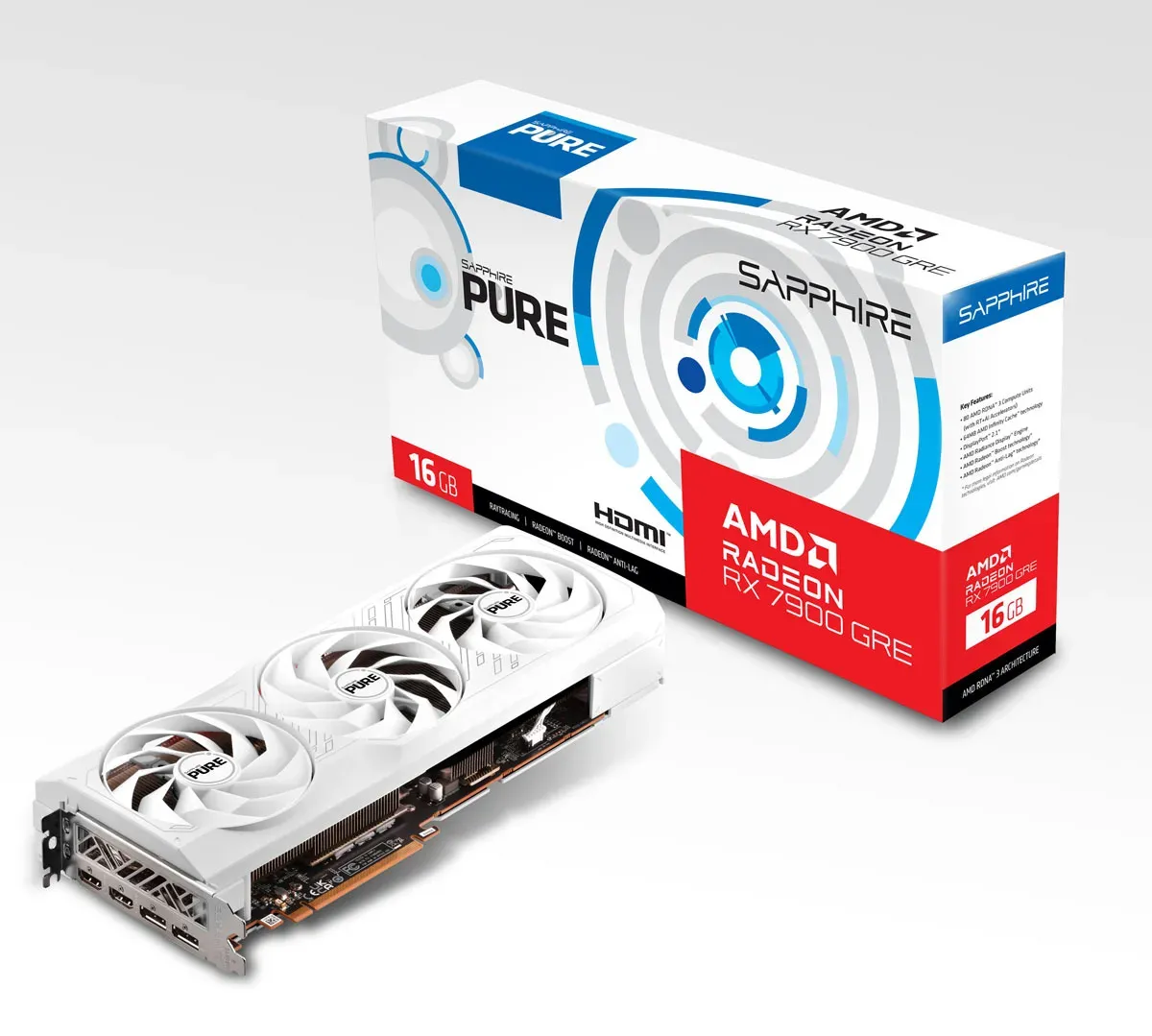 Bild von Radeon RX 7900 GRE Pure, 16GB GDDR6, 2x HDMI, 2x DP, lite retail (11325-03-20G / 11325-03-21G)