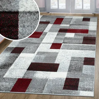 Teppich OTTO HOME "Corine" Gr. 6, rot, B:200cm H:9mm L:300cm, Obermaterial: 100% Polypropylen, Teppiche, Teppich, mit besonders weichem Flor, Kurzflor, modernes Karo-Design