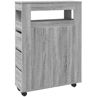 Badschrank Schmal mit Rollen Grau Sonoma Holzwerkstoff - Grau