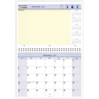 AT-A-GLANCE 2026 Wand- und Schreibtischkalender, monatlich, 27,9 x 20,3 cm, klein, Tagesblöcke 3,2 x 3,2 cm, QuickNotes (PM502826)