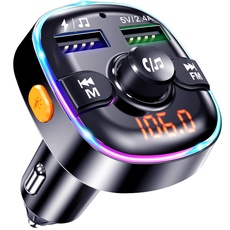 Bluetooth Adapter Auto, FM Transmitter für Car Radio, UnterstüTzung FüR QC3.0 Smartcharge, Mp3 Musik Player, Aux Stecker, Anschluss ZigarettenanzüNder, Freisprecheinrichtung, USB Stick