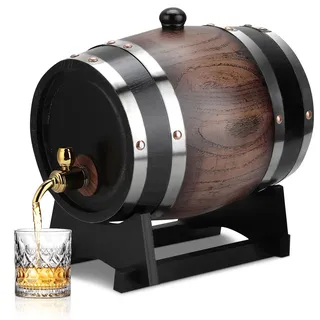 Vintage Weinfass, 3L Schwarze Eiche, Gestreift mit Wasserhahn, für Brandy, Whisky, Tequila, Heim und Café