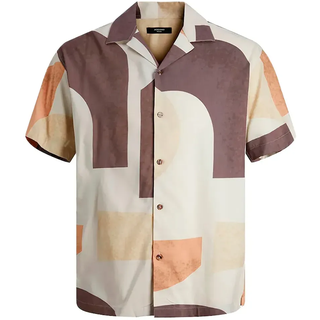 Jack & Jones Blacarnaby Print Resort Plus Size Kurzarmhemd - Tannin - 3XL