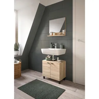 Mid.you Badezimmer , Sonoma Eiche , Kunststoff , 2-teilig , 57 cm , FSC Mix , hängend, stehend, Spiegel mit Ablage , Badezimmer, Badmöbelsets & Badmöbelserien, Badmöbel-Sets