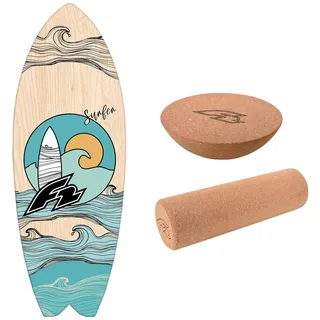 F2 Marken Balance Board Set mit Korkrolle UND Halbkugel Modell wählbar aus Holz für Einsteiger und Profis - Balancetraining, Fitness, Gleichgewichtstraining für Kite Windsurf Wingfoil Wassersport
