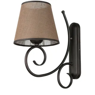 Licht-Erlebnisse ABUELA Wandleuchte Braun Stoff Metall Landhaus Rustikal E27