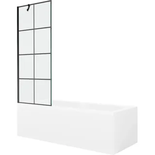 Mexen Cubik rechteckige Badewanne 150 x 70 cm mit Verkleidung und 1-flügeligem Paravent 70 cm, schwarzes Muster - 550315070X950?