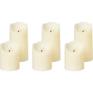 BELIANI LED-Kerzen 6er Set Cremeweiß Echtwachs mit Flackernder Flamme Flackerlicht Batteriebetrieben Indoor Weihnachtsbeleuchtung LED-Stumpenkerzen - Weiß