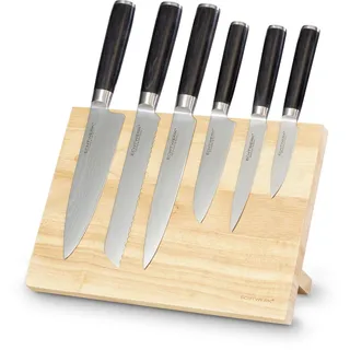 Echtwerk Damastmesser Set 7-tlg.  ergonomischer Griff orange Damaszener Stahl korrosionsbeständig