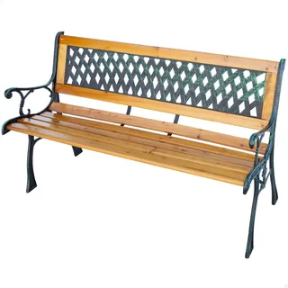 Aktive 61045 - Gartenbank aus Holz und Metall, Maße: 125 x 52 x 73 cm, Gartenmöbel, Holzbank für 2 Personen, Gartendekoration - Außenbank