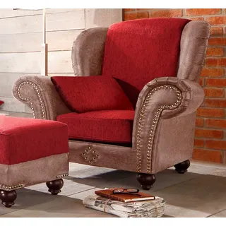 Home Affaire Ohrensessel King George Mikrofaser 121 x 110 x 0 cm Braun mit Kissen