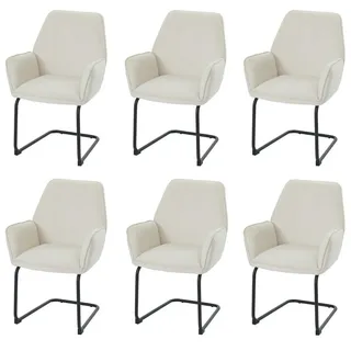 MCW Freischwinger Cremeweiß 6er-Set , Weiß , Textil , 60x89x61 cm , Esszimmer, Stühle, Schwingstühle