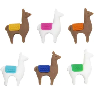 Winkee - Lama Glasmarker 6er Set | Lustige Glasmarkierer für Trinkgläser | Party Weinglas Marker | Markierer an Glasrand | Lustiges Geschenk für Party, Weihnachten, Geburtstag, Valentinstag, Ostern