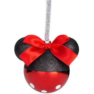 Disney 60mm Christbaumkugel Glitzer Form Dekoration Minnie Mouse Schwarz/Rot