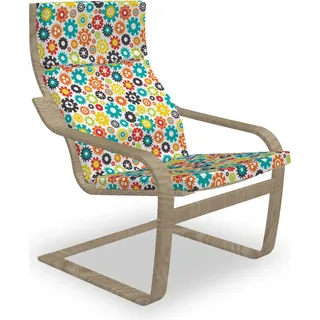 ABAKUHAUS Abstrakt Poäng Sessel Polster, Bunte Doodle Gears, Sitzkissen mit Stuhlkissen mit Hakenschlaufe und Reißverschluss, Mehrfarbig