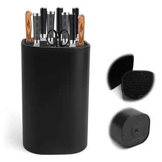 Universal Messerblock Ohne Messer Knife Holder mit 21 Schlitzen, Abflussdesign Abnehmbarer Messerhalter Schwarz Messer Block Aufbewahrung Leer Messeraufbewahrung Messerständer Unbestückte Messerblöcke