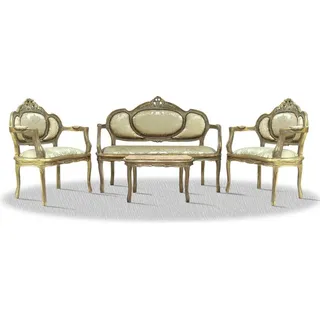 Casa Padrino Barock Salon Set Antik Gold - Luxus Möbel - Gold, Creme, Bronze