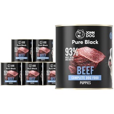 JOHN DOG Pure Black - 93% Fleisch - Premium Nassfutter für Hunde - Welpenfutter - Hypoallergenes Hundefutter - Glutenfrei Nassfutter - 100% Natürliche Zutaten - 6 x 800g - (RINDFLEISCH)