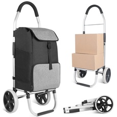 Bild Einkaufstrolley mit großer Ladekapazität und Wärmedämmungstasche, leichte Einkaufstasche mit Rollen, Max. Belastbarkeit 45 kg, 41L, Schwarz