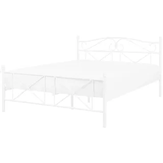 Beliani Bett mit Lattenrost 140x200 cm Weiß Rodez - Metall , 140x200 cm , Schlafzimmer, Betten
