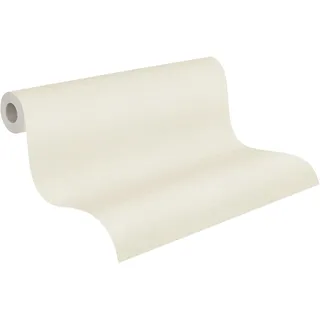A.S. Création Vliestapete mit Textilstruktur - helle Uni-Tapete in Creme 10,05 m x 0,53 m - 306881