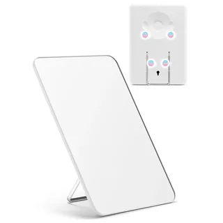 OMIRO Tisch-Kosmetikspiegel mit Standfuß,Kleiner Schminkspiegel für Reisen | Magnetischer Tischspiegel für Duschrasur,Tragbarer Faltbarer Reisespiegel, Ständer und Aufhängeloch, Weiß, 25,4 x 17,8 cm