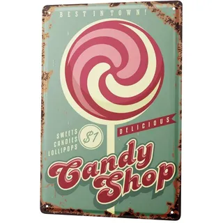 Blechschild Vintage Retro Metallschild Wandschild Blech Poster Nostalgie Fun Candy shop