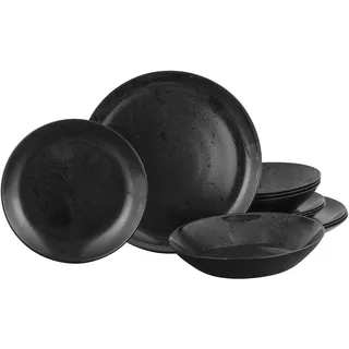 CreaTable, 33029, Serie Diana, 12-teiliges Geschirrset für 4 Personen, Teller Set aus Glas, spülmaschinen- und mikrowellengeeignet, Made in Europe