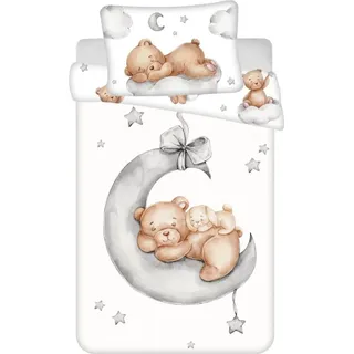 Jerry Fabrics Bettwäsche Teddybär Ribbon Baby Baumwolle, 100/135, 40/60 cm - Weiß,