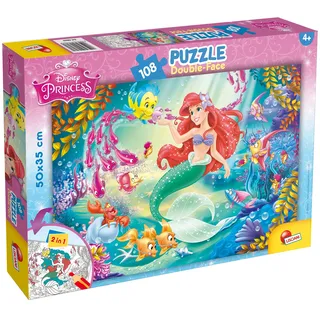 Lisciani - Disney Puzzle Ariel - Rekreieren und Kolorieren Sie die Szenen Ihrer Lieblingsboxen - Ab 7 Jahren - GROSSFORMAT-Puzzle mit 108 Teilen - fördert die Geschicklichkeit